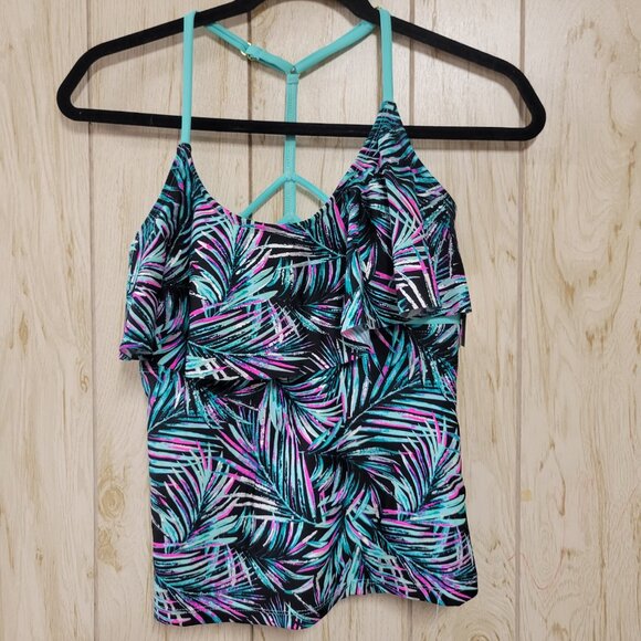 ❤️SO patterned flounce tankini swimsuit top only M - Picture 1 of 3